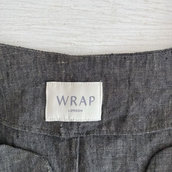 Wrap London Gray Linen Tunic Top Short Cuffed Sleeves Gray Size 2 Lagenlook - Picture 9 of 10